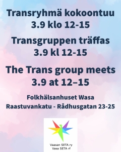 Transryhmä kokoontuu 3.9.2023